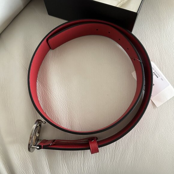 NWT Gucci Celeria Interlocking G Red Leather Belt - size 90 Cm 36 In GG Logo - Picture 7 of 8